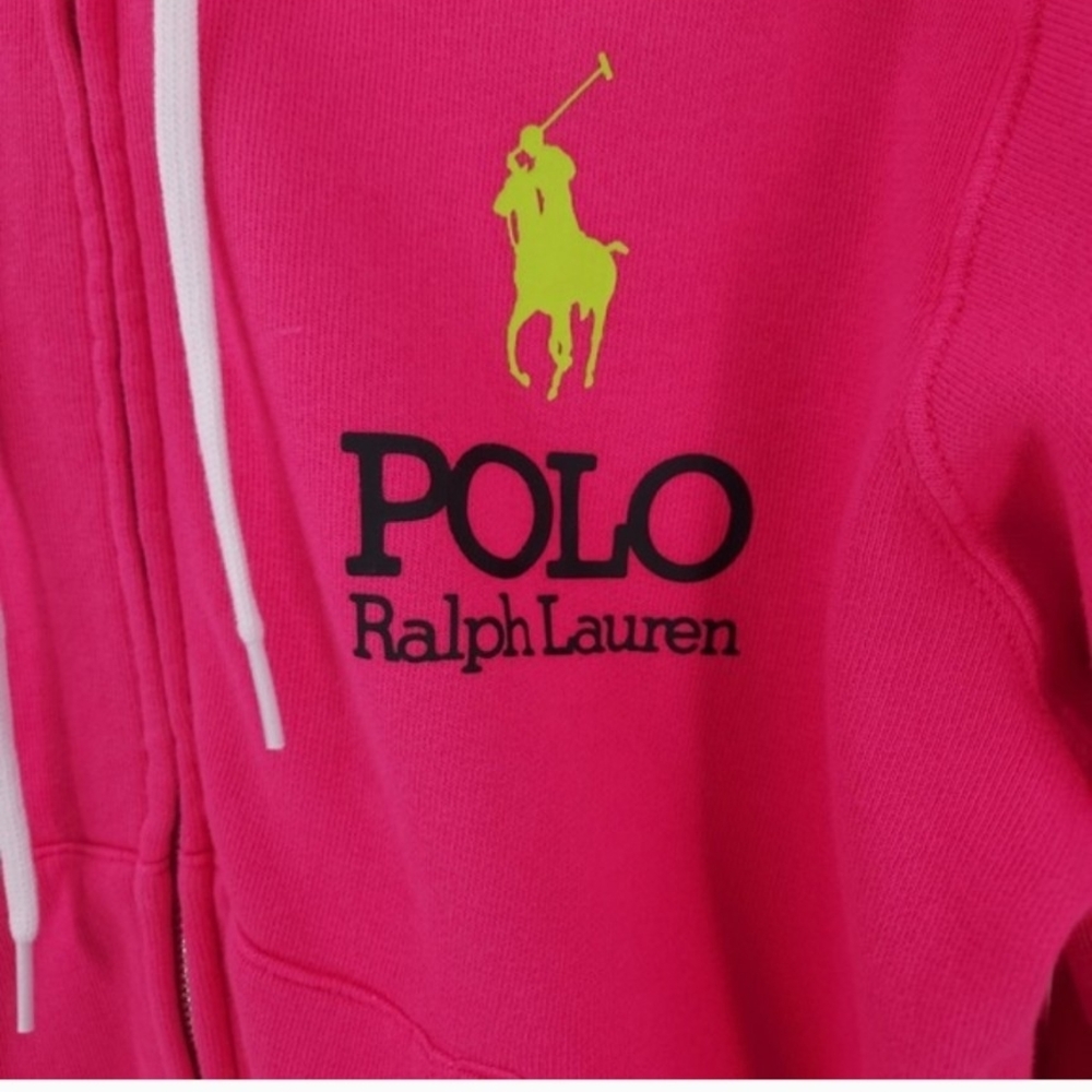 Polo Ralph Lauren Big Pony Lightweight Fleece Zip Sweatshirt Bright Pink Small